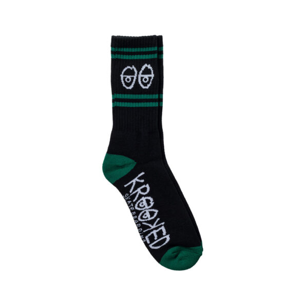 Krooked Eyes Black Green Socks