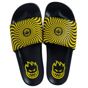 Spitfire Bighead Swirl Slides Black Yellow Top